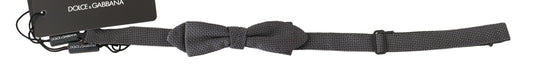 Exquisite gray silk Dolce & Gabbana bow tie with adjustable neck strap