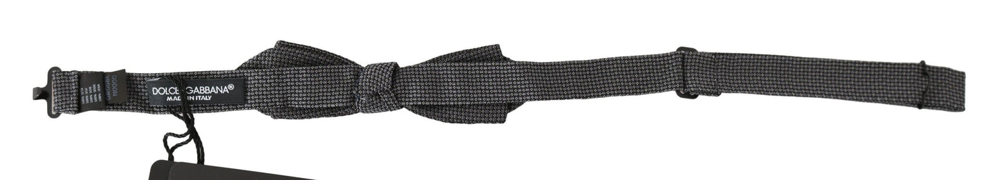 Luxurious Italian crafted gray silk bow tie by Dolce & Gabbana