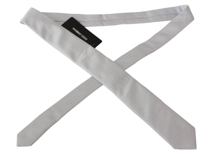 Impeccably designed white patterned tie, 6cm width, exclusive MainLine collection