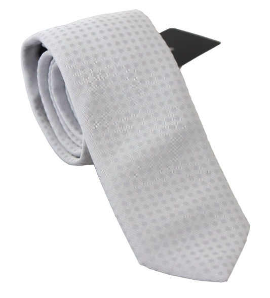 Dolce & Gabbana White Patterned Silk Blend Neck Tie, 100% Authentic, Brand New with Tags