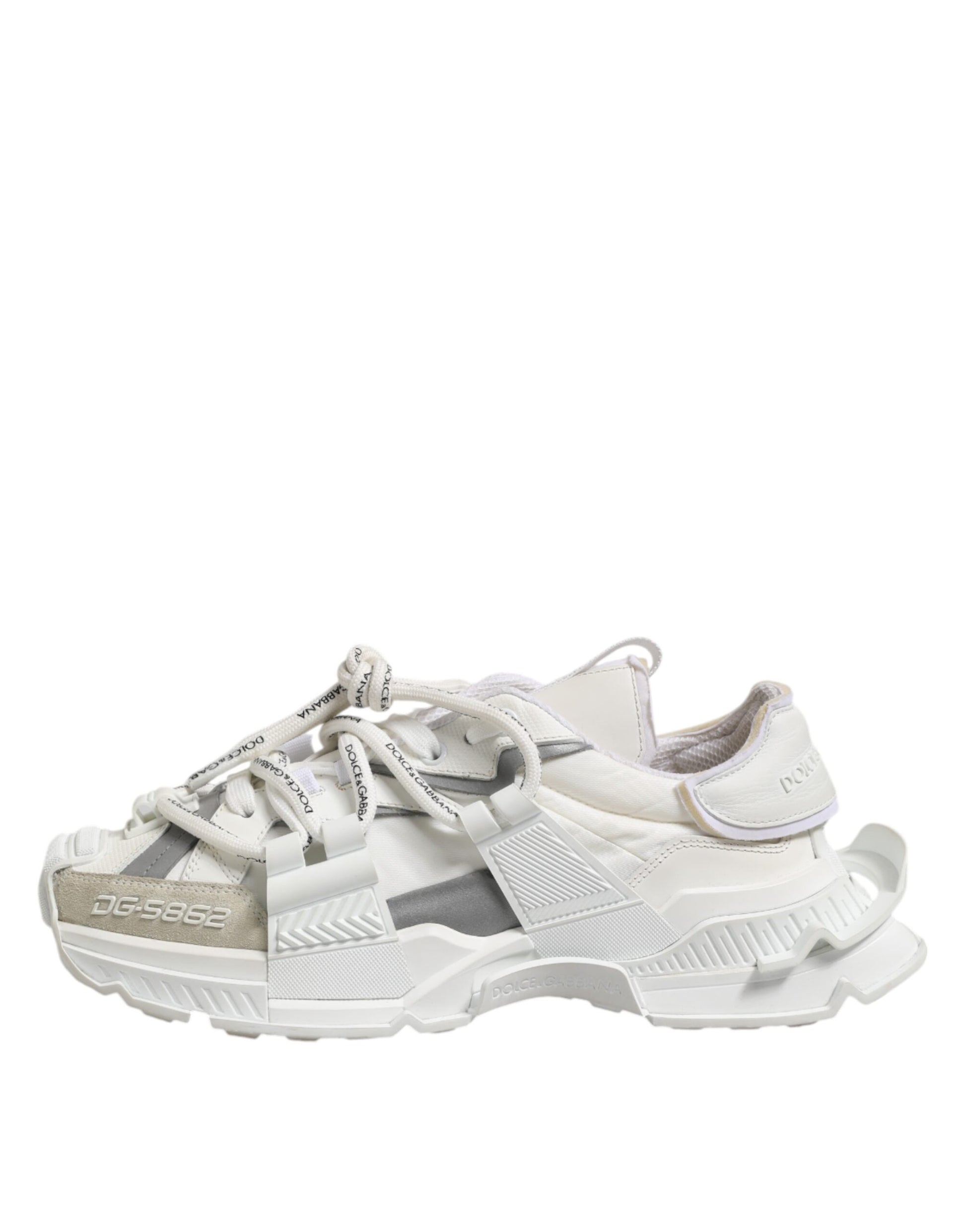 Dolce & Gabbana White Silver Low Top SPACE Men Sneakers Shoes