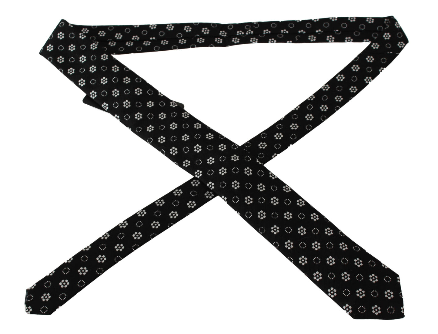 Italian crafted Dolce & Gabbana silk necktie featuring luxurious black floral print
