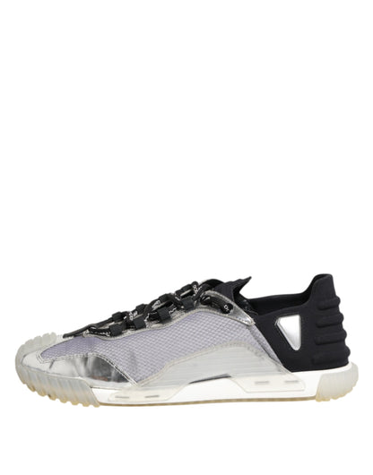 Dolce & Gabbana Black Silver NS1 Men Low Top Sneakers Shoes
