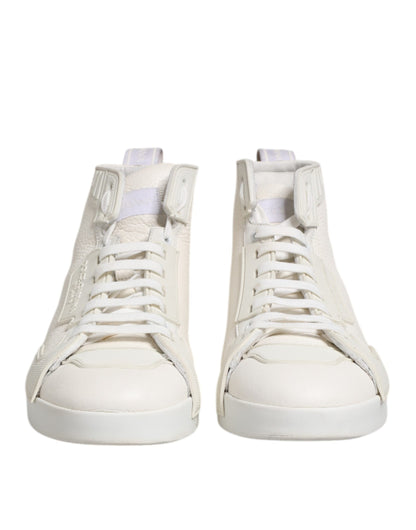 Dolce & Gabbana White Leather Mid Top Sneakers Shoes