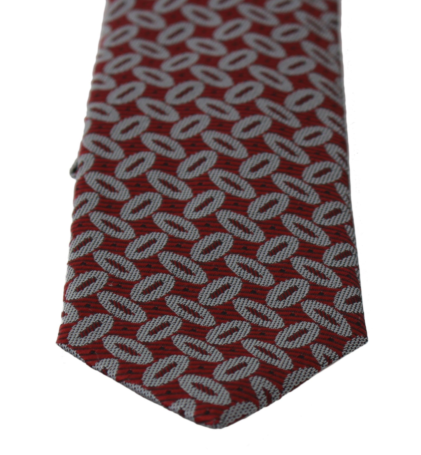 Luxurious 100% silk tie from Dolce & Gabbana in striking red print