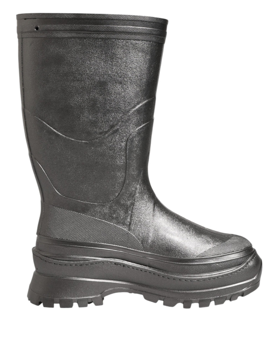 Dolce & Gabbana Black Argento Pull On Rain Boots Shoes
