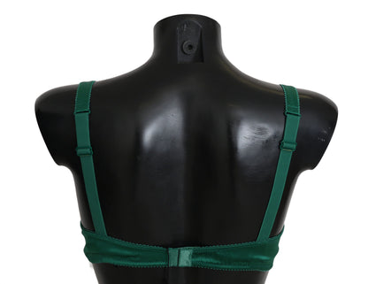 Luxurious Dolce & Gabbana green silk bra with delicate lace details