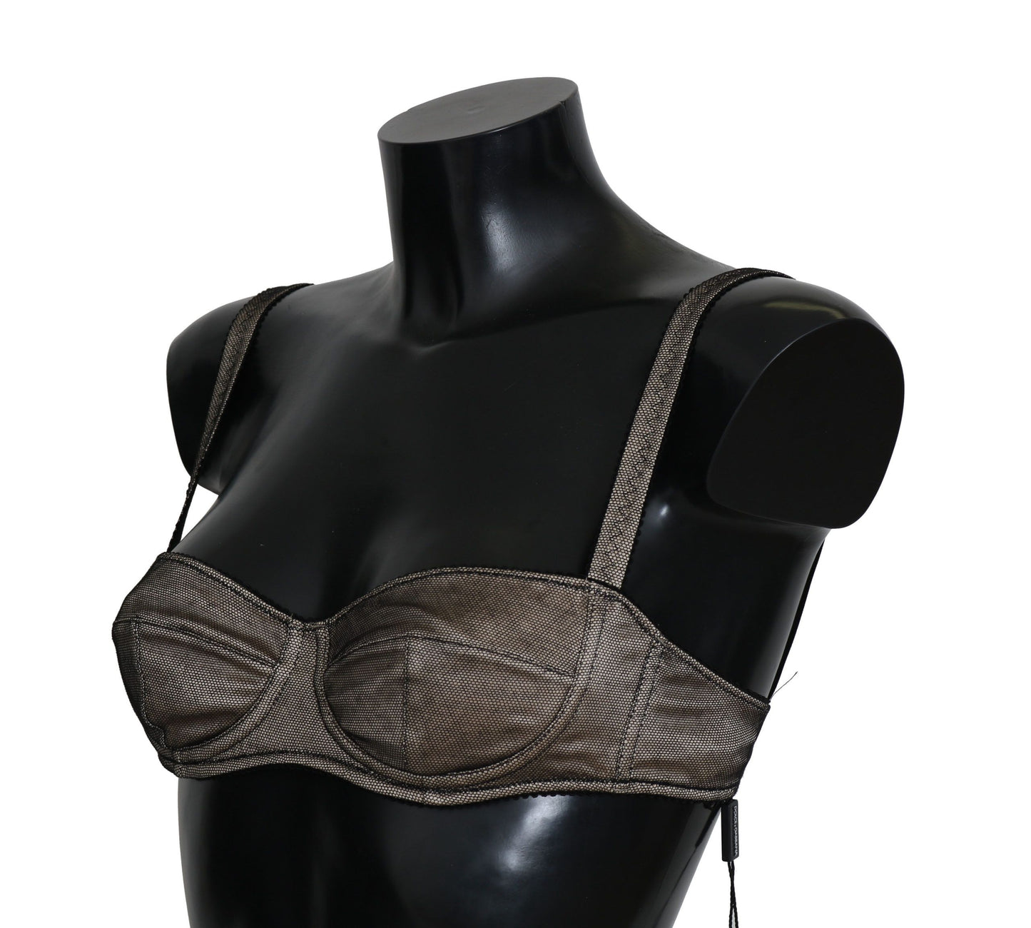Luxurious semi-padded balconette-style brown stretch bra