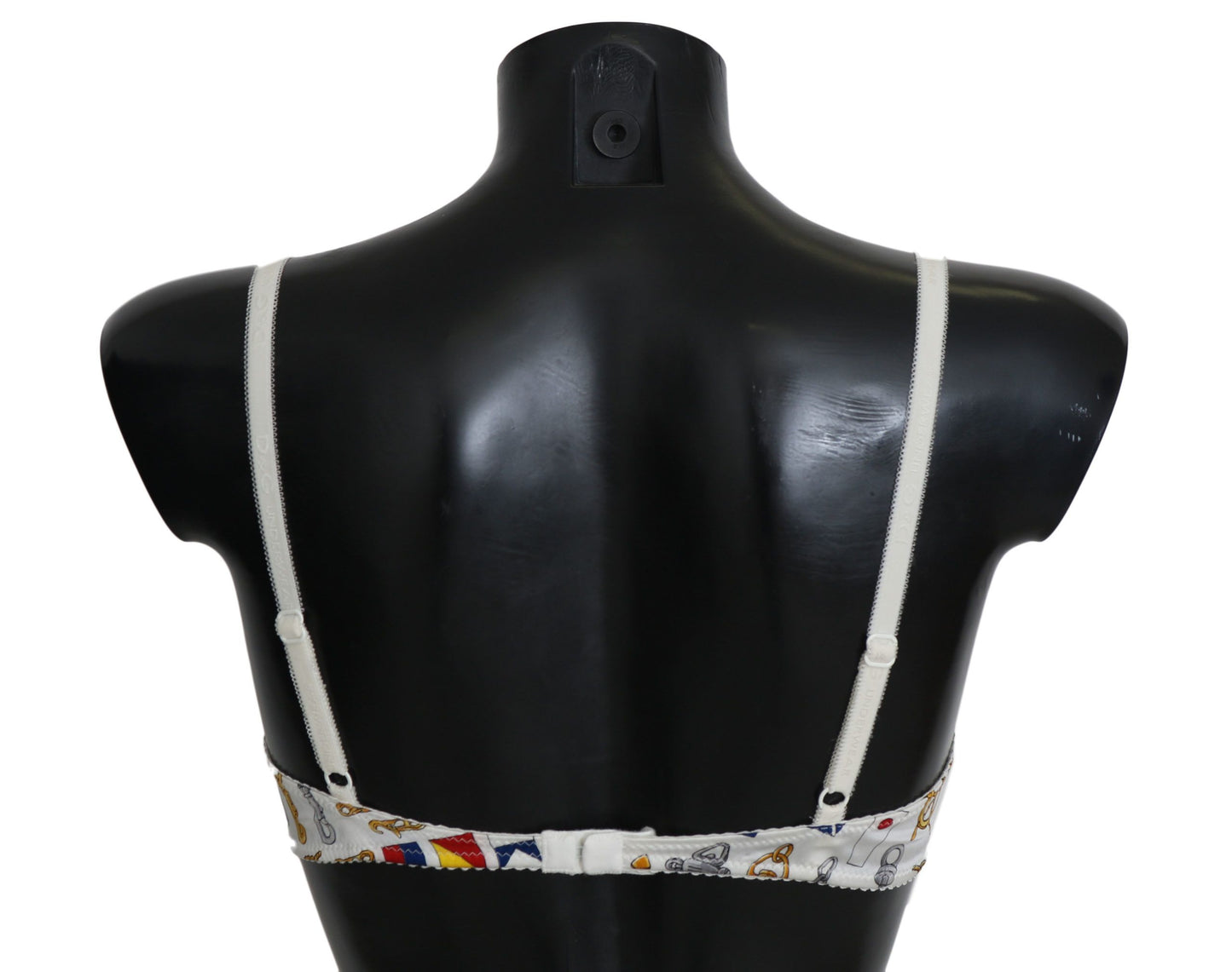 Luxurious White Sailor Print Stretch Bra with Comfortable and Stylish Design