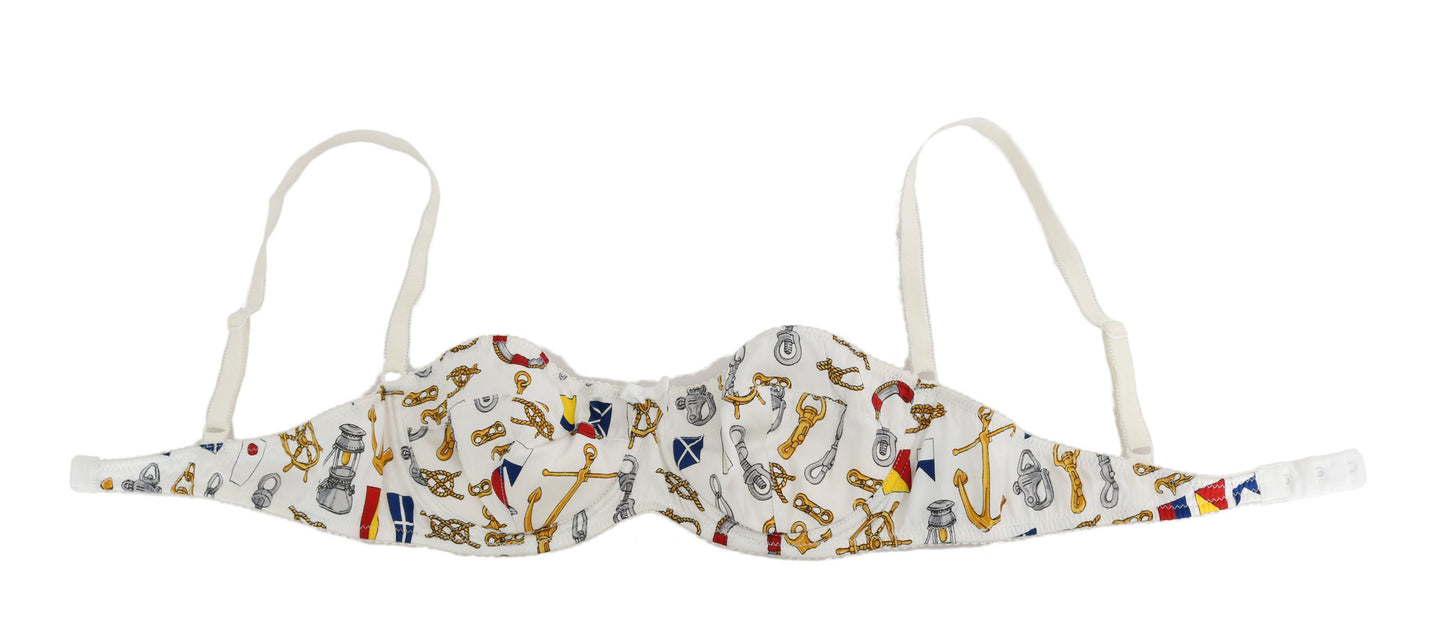 Authentic Dolce & Gabbana White Sailor Print Bra Made in Italy for Women