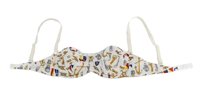Authentic Dolce & Gabbana White Sailor Print Bra Made in Italy for Women