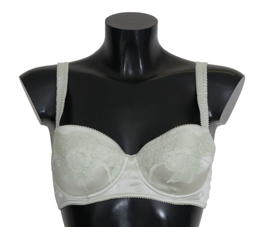 Dolce & Gabbana light green Balconcino bra with floral lace detailing