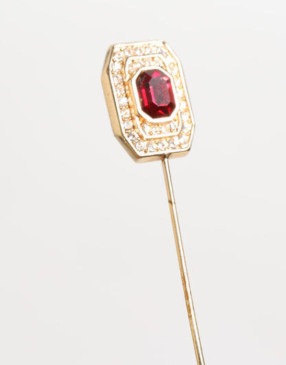 Dolce & Gabbana Rhinestone Embellished Sterling Silver Collar Brooch Pin