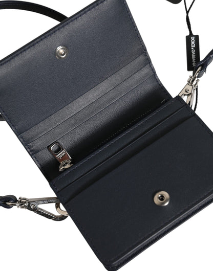 Dolce & Gabbana Beige Black Leather Card Holder Crossbody Men Borse Bag