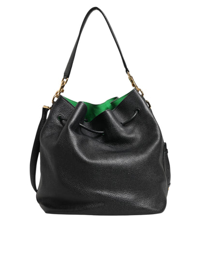 Dolce & Gabbana Black Leather Shoulder Crossbody Bucket Women Borse Bag