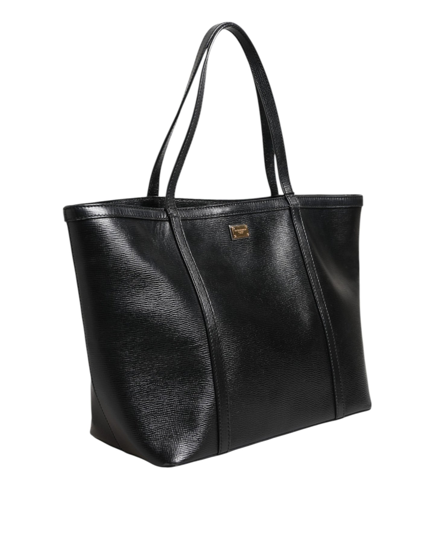 Dolce & Gabbana Black Leather Miss Escape Shopping Tote Women Borse Bag