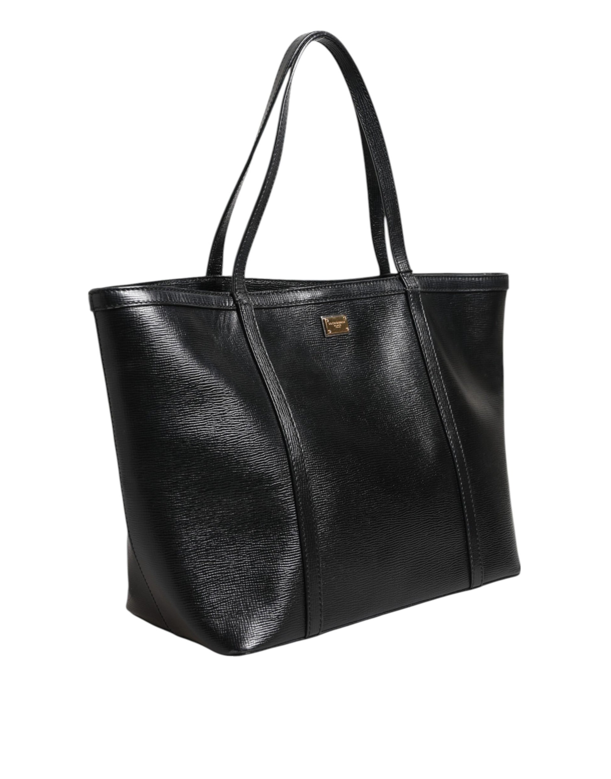 Dolce & Gabbana Black Leather Miss Escape Shopping Tote Women Borse Bag