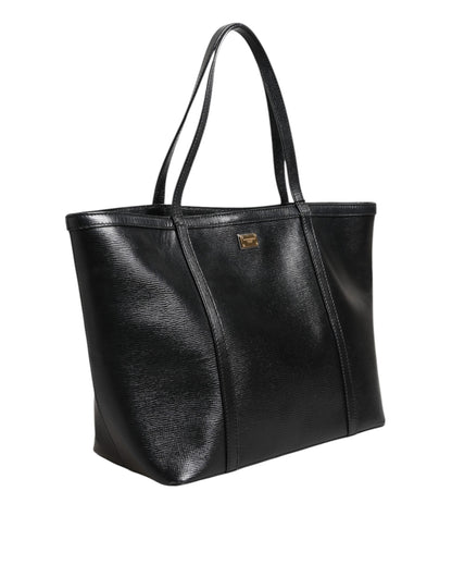 Dolce & Gabbana Black Leather Miss Escape Shopping Tote Women Borse Bag