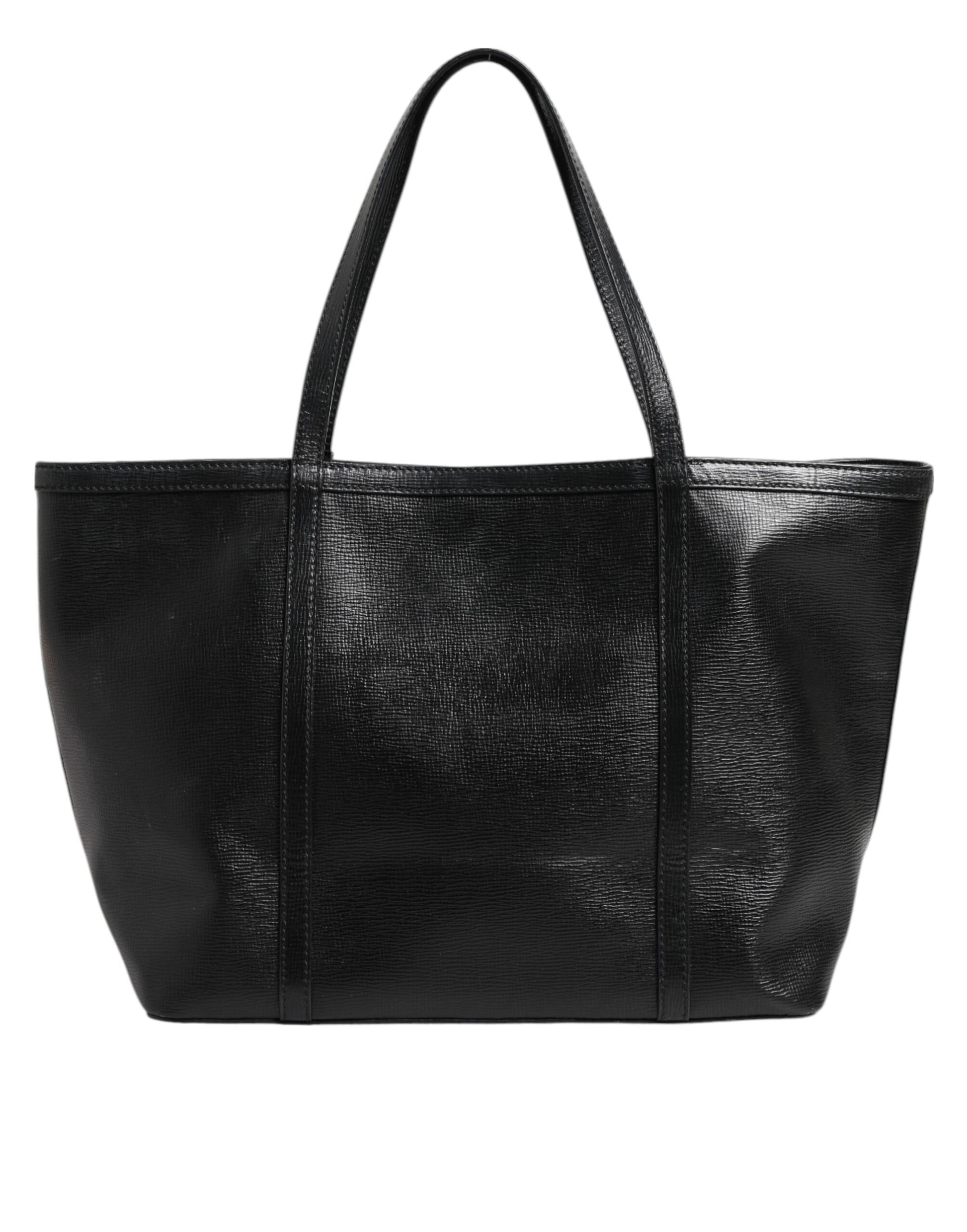 Dolce & Gabbana Black Leather Miss Escape Shopping Tote Women Borse Bag