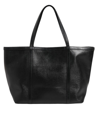 Dolce & Gabbana Black Leather Miss Escape Shopping Tote Women Borse Bag