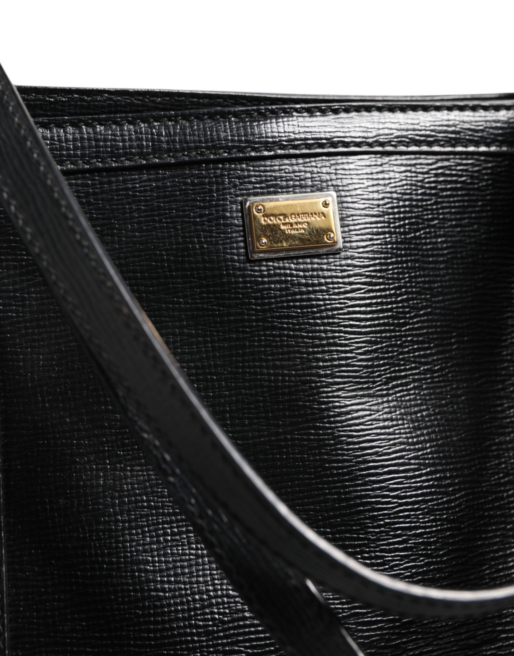 Dolce & Gabbana Black Leather Miss Escape Shopping Tote Women Borse Bag