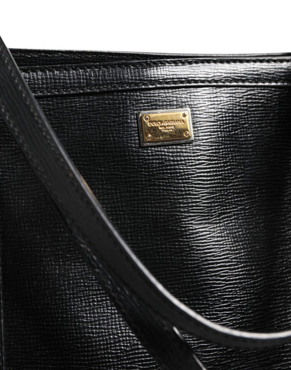 Dolce & Gabbana Black Leather Miss Escape Shopping Tote Women Borse Bag