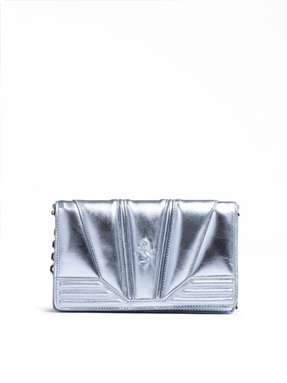 Ferrari Metal light blue GT patent leather bag with chain