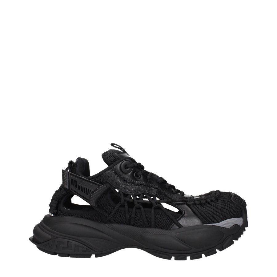 Versace Black Leather Athletic Sneakers