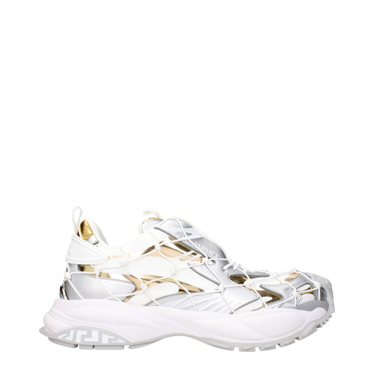 Versace White Fabric Athletic Sneakers