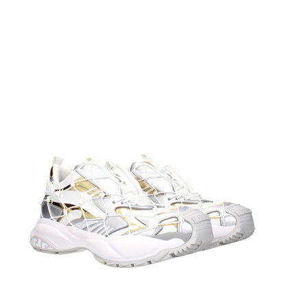 Versace White Fabric Athletic Sneakers