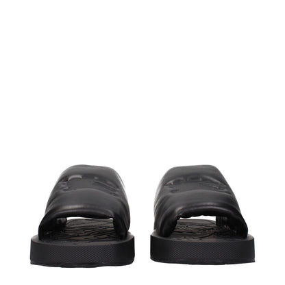 Burberry Black Leather Slippers Sandals