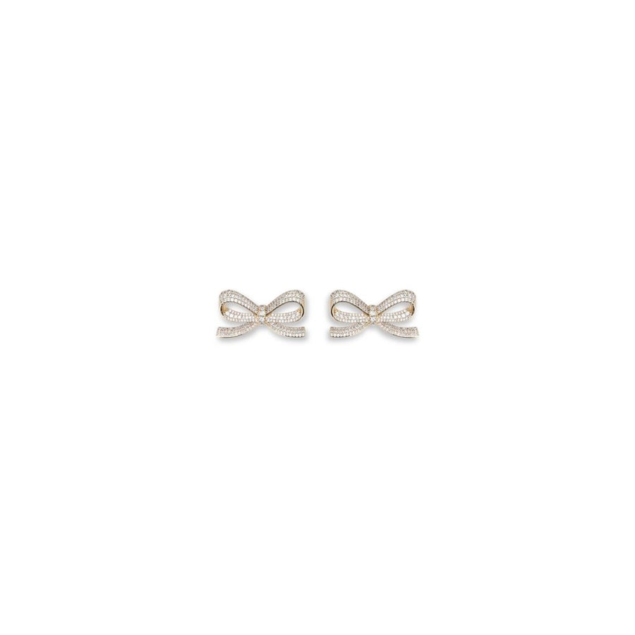 Self-Portrait GOLD CRYSTAL BOW EARRINGS