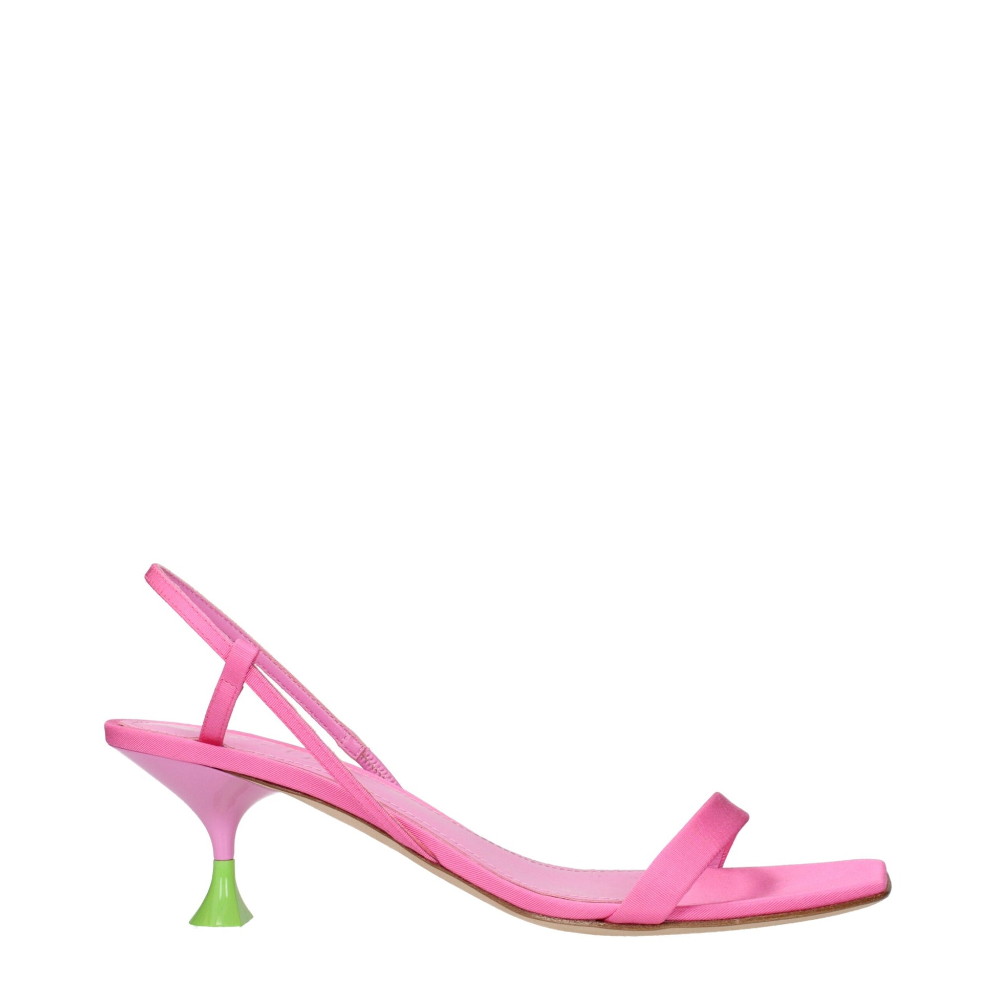 3Juin Pink Fabric Stiletto Heels Sandals