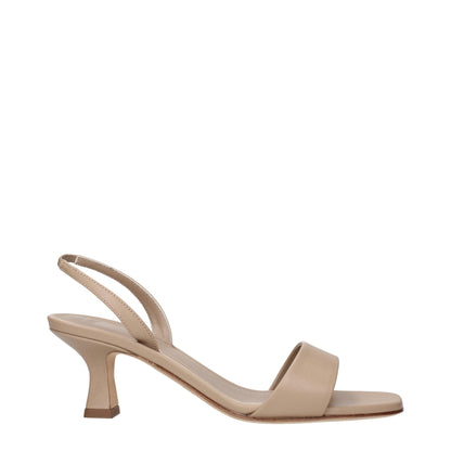 3Juin Beige Leather Flat Sandals