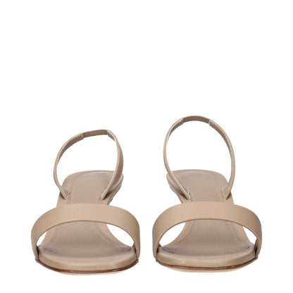 3Juin Beige Leather Flat Sandals