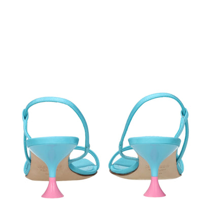 3Juin Blue Fabric Stiletto Heels Sandals