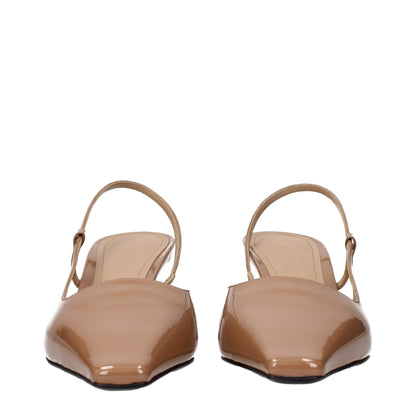 3Juin Brown Leather Mid Heel Pumps