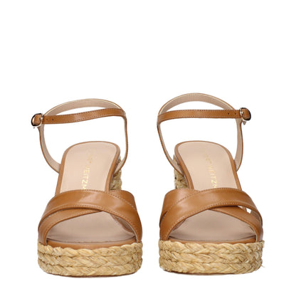 Stuart Weitzman Brown Leather Platforms